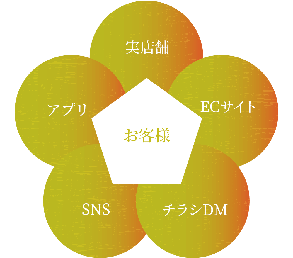 お客様 実店舗 アプリ SNS チラシDM ECサイト